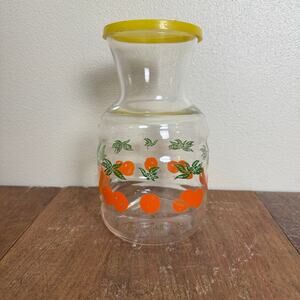 Vintage Federal‎ Glass Orange Juice Carafe Refrigerator Pitcher Original Lid